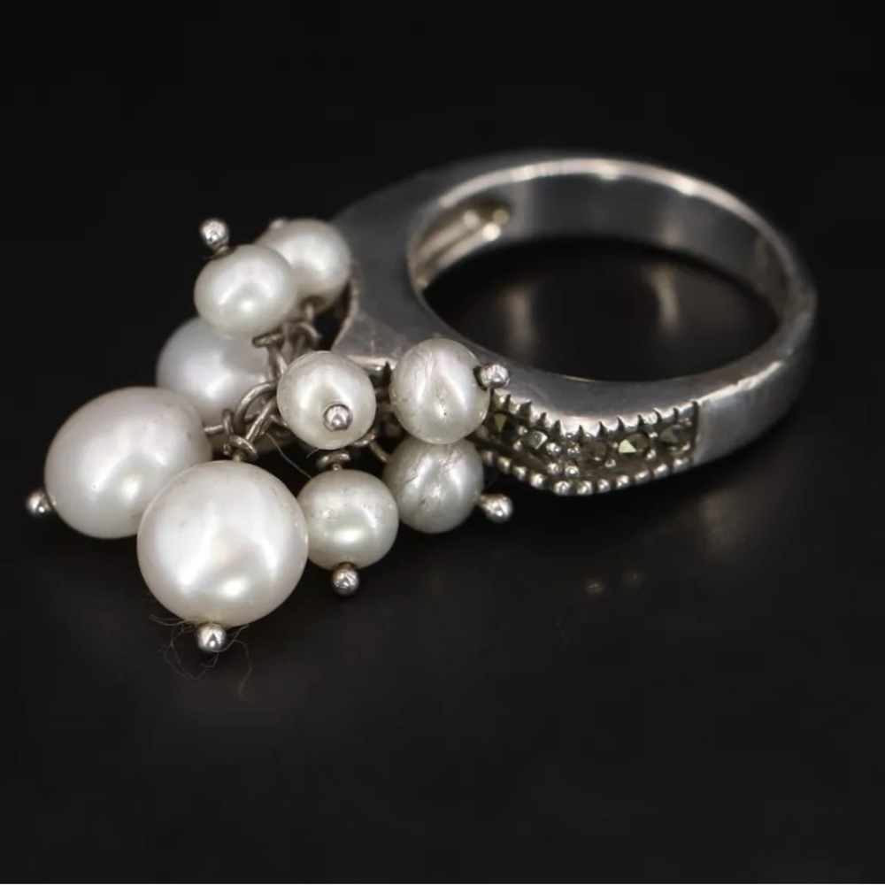 Judith Jack Sterling articulated Pearl cha cha Ring Size -6
